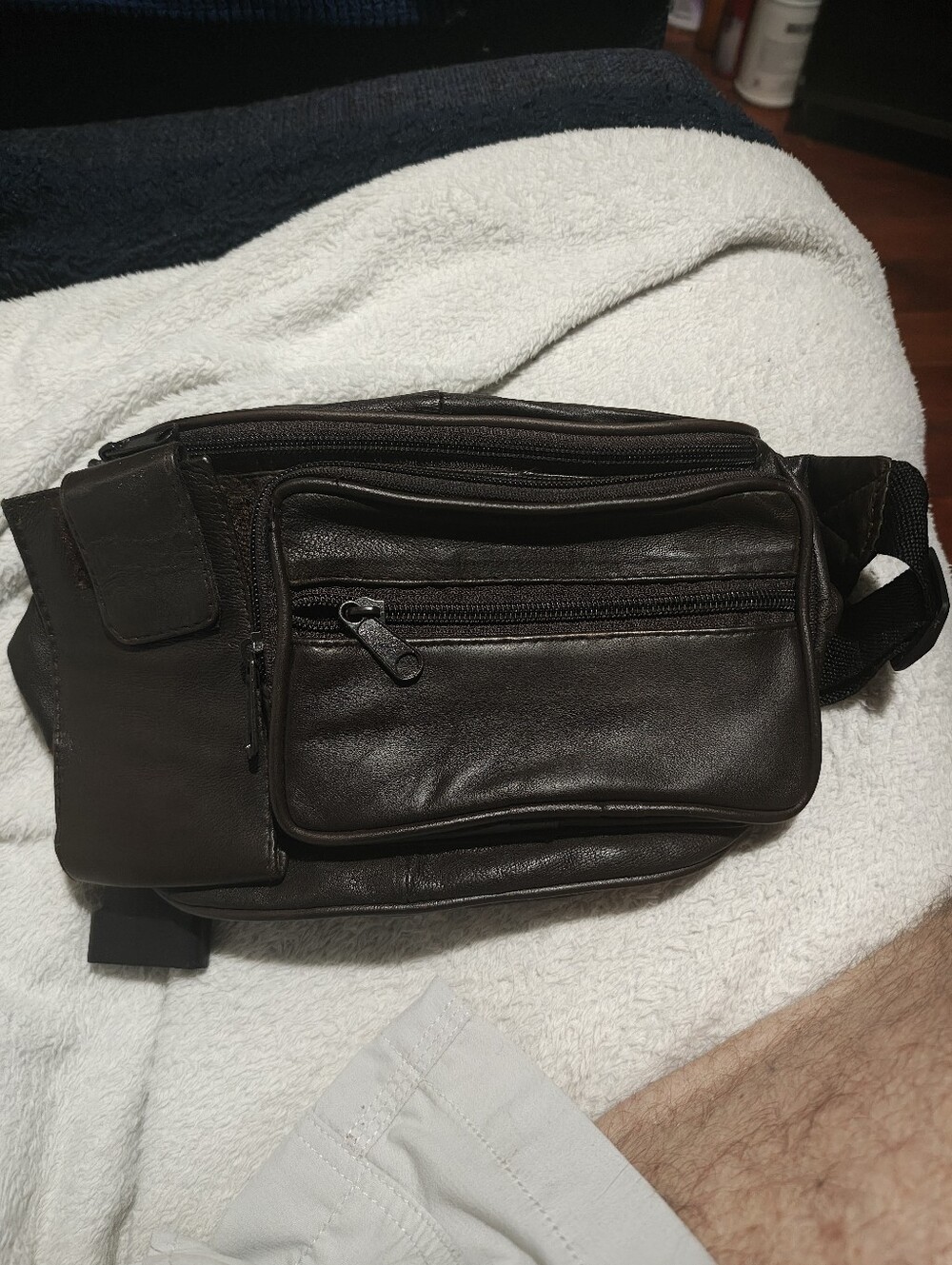 Men's Dark Brown Leather Waist Bag - Classic Travel Hip Pack